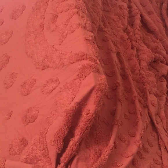 Chenille coral bedspread full sz fringe bedding - Picture 3 of 3